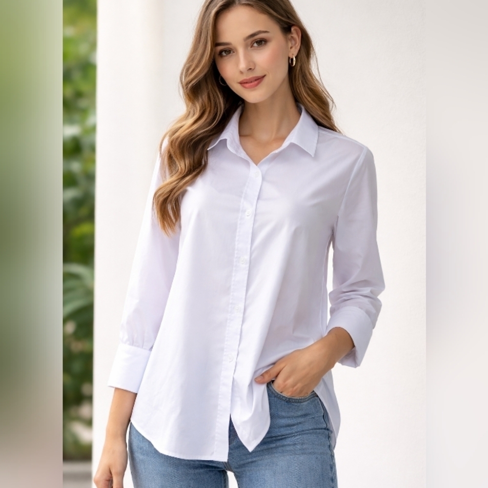 Elegant White Women's Button-Down Shirt